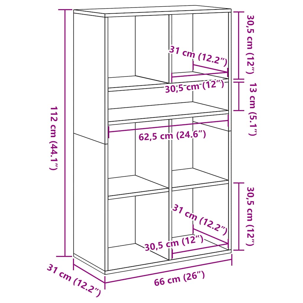 Book Cabinet Brown Oak 66x31x112 cm Engineered Wood