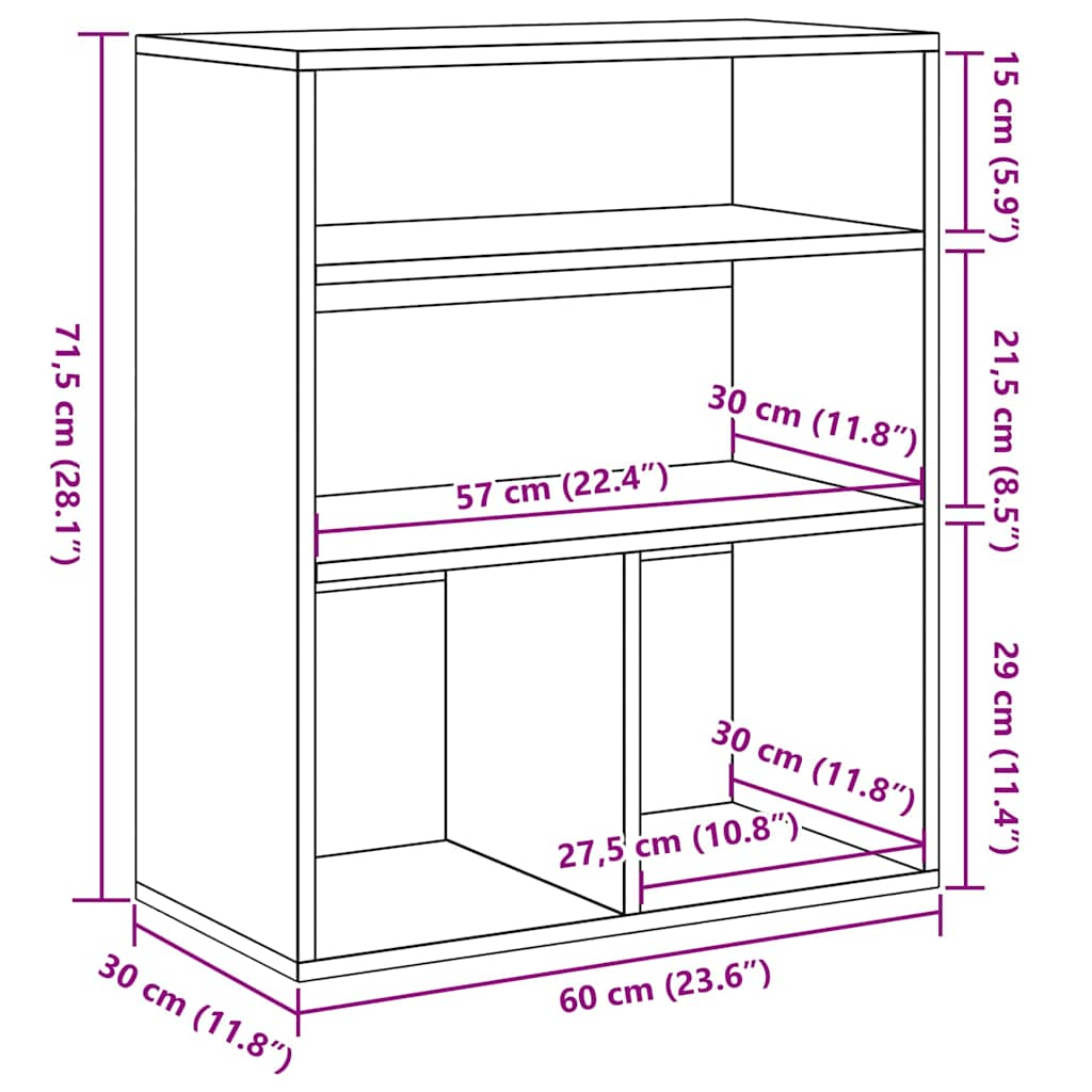 Book Cabinet Smoked Oak 60x30x71.5 cm Engineered Wood