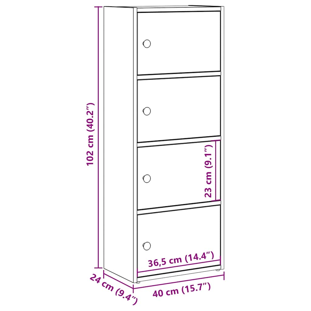 Bookcase White 40x24x102 cm Engineered Wood