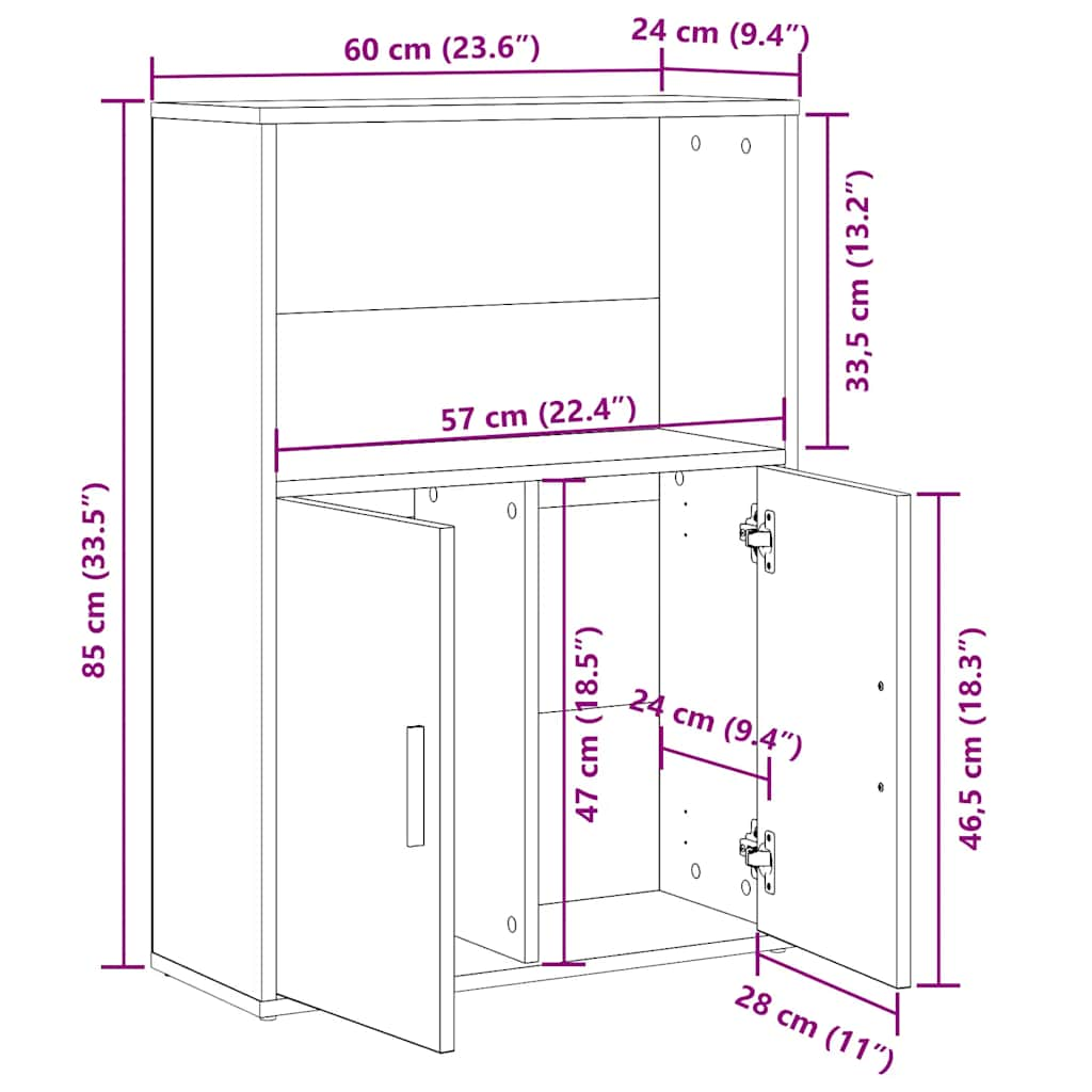 Bookcase Sonoma Oak 60x24x85 cm Engineered Wood