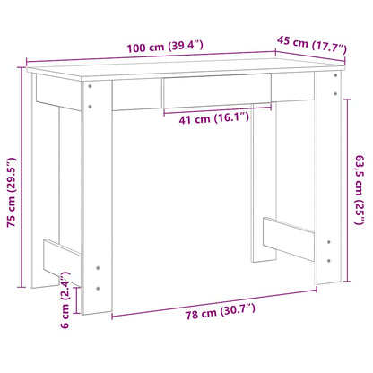 Desk Smoked Oak 100x45x75 cm Engineered Wood