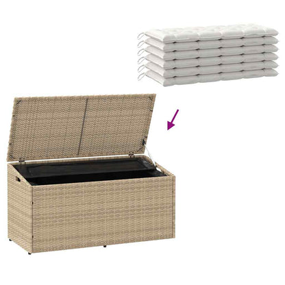 Garden Storage Box Beige 110x50x58 cm Poly Rattan