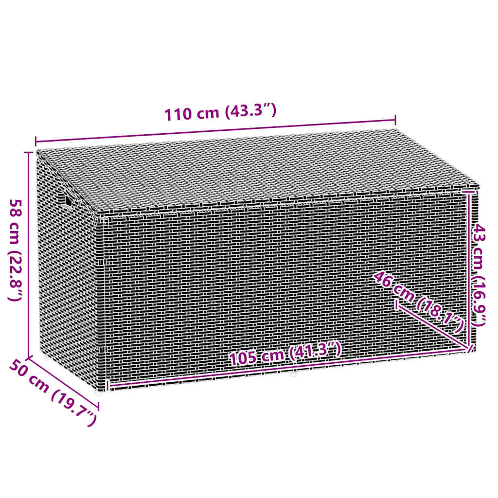 Garden Storage Box Beige 110x50x58 cm Poly Rattan