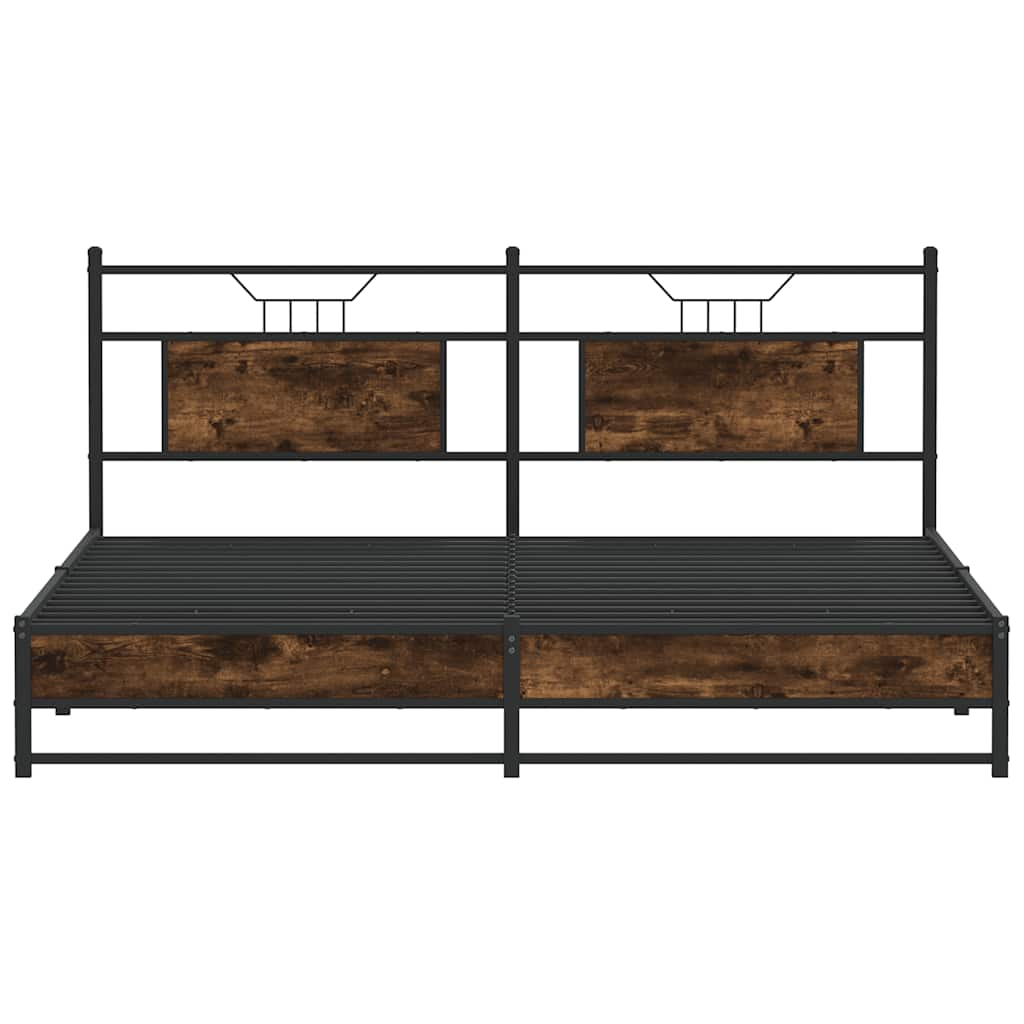 Metal Bed Frame without Mattress Smoked Oak 180x200 cm Super King