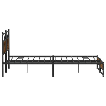 Metal Bed Frame without Mattress Smoked Oak 180x200 cm Super King