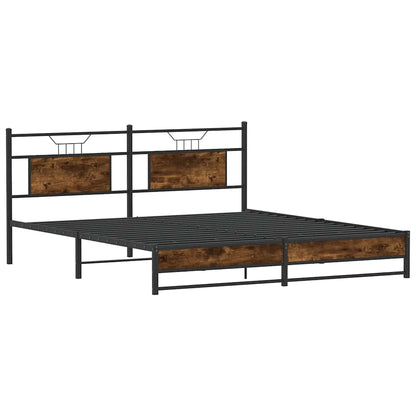 Metal Bed Frame without Mattress Smoked Oak 183x213 cm