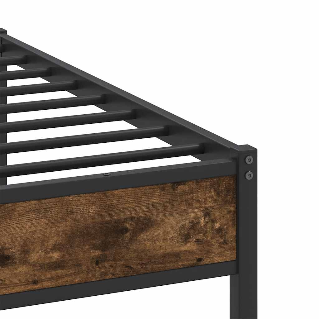 Metal Bed Frame without Mattress Smoked Oak 183x213 cm