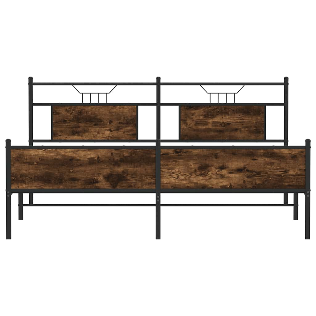 Metal Bed Frame without Mattress Smoked Oak 160x200 cm