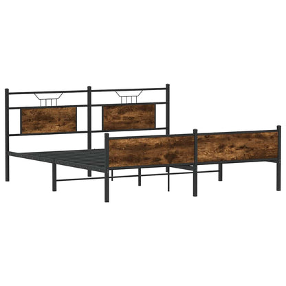 Metal Bed Frame without Mattress Smoked Oak 180x200 cm Super King