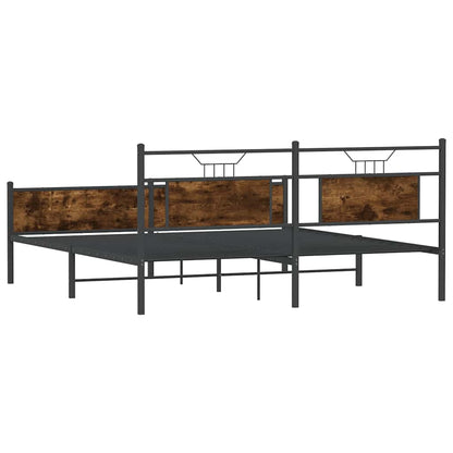 Metal Bed Frame without Mattress Smoked Oak 183x213 cm