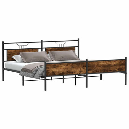 Metal Bed Frame without Mattress Smoked Oak 193x203 cm