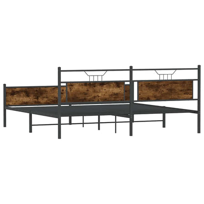 Metal Bed Frame without Mattress Smoked Oak 193x203 cm