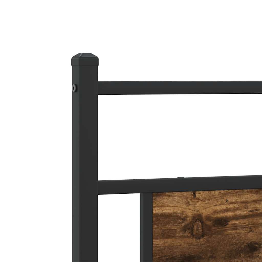 Metal Bed Frame without Mattress Smoked Oak 193x203 cm