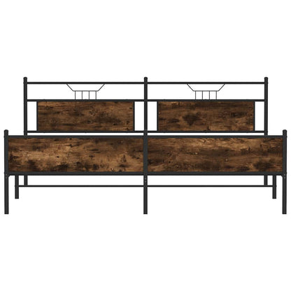 Metal Bed Frame without Mattress Smoked Oak 200x200 cm