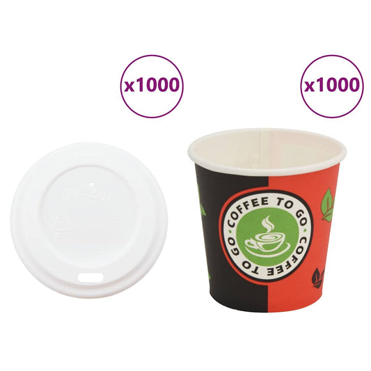 Paper Coffee Cups with Lids 1000 pcs 4oz 120ml