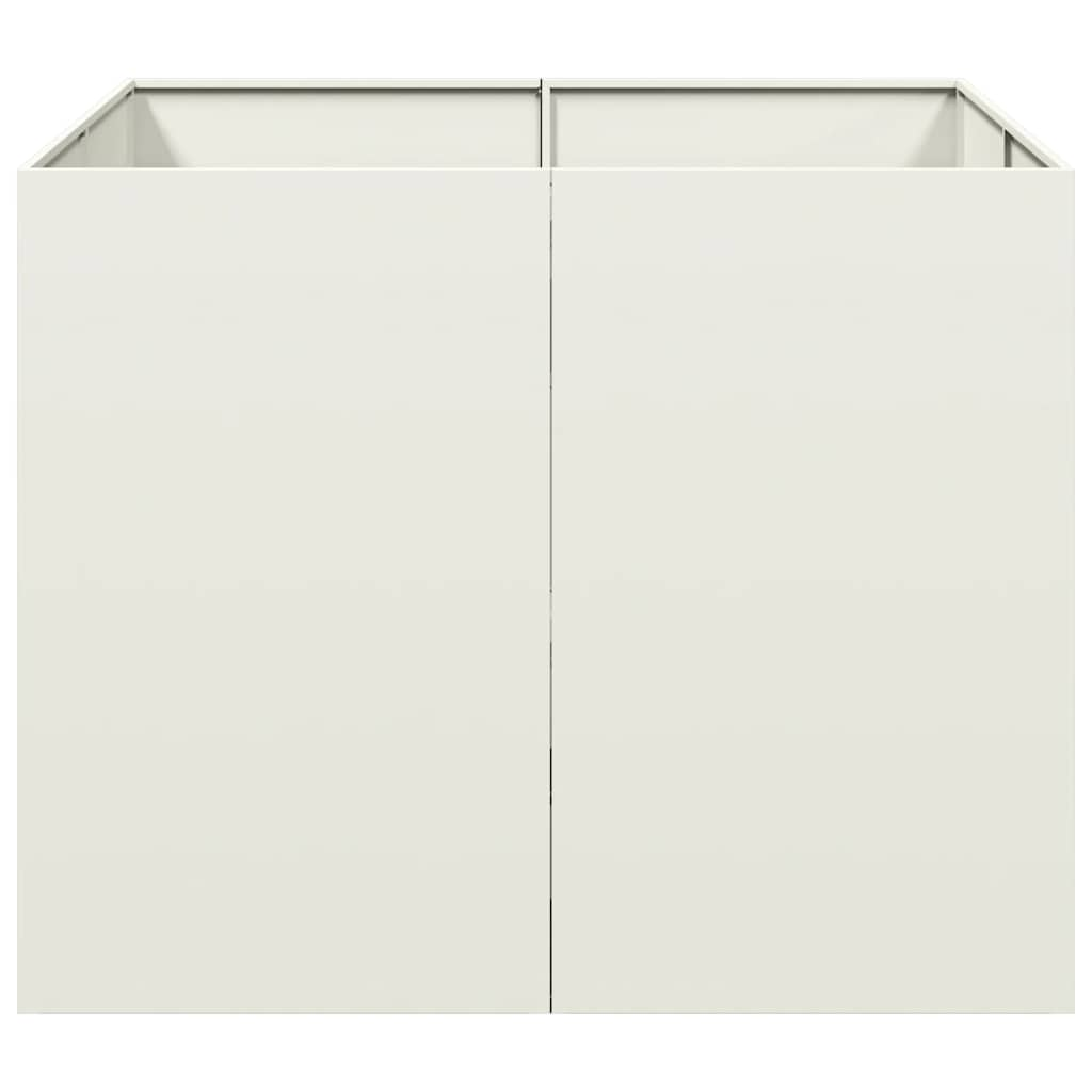 Planter White 100x100x80 cm Steel