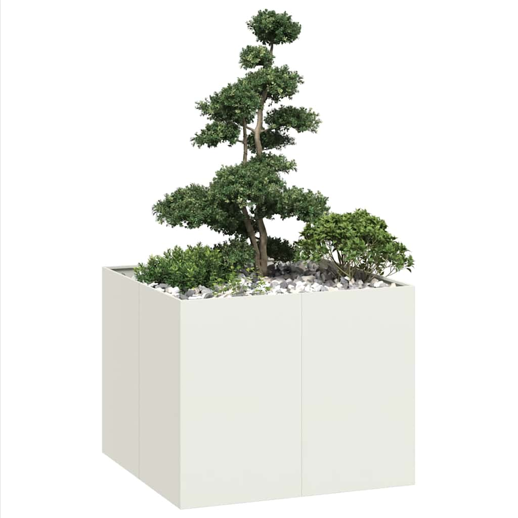 Planter White 100x100x80 cm Steel