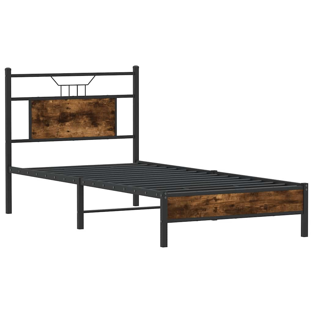 Bed Frame without Mattress Smoked Oak 75x190 cm Small Single Engineered Wood