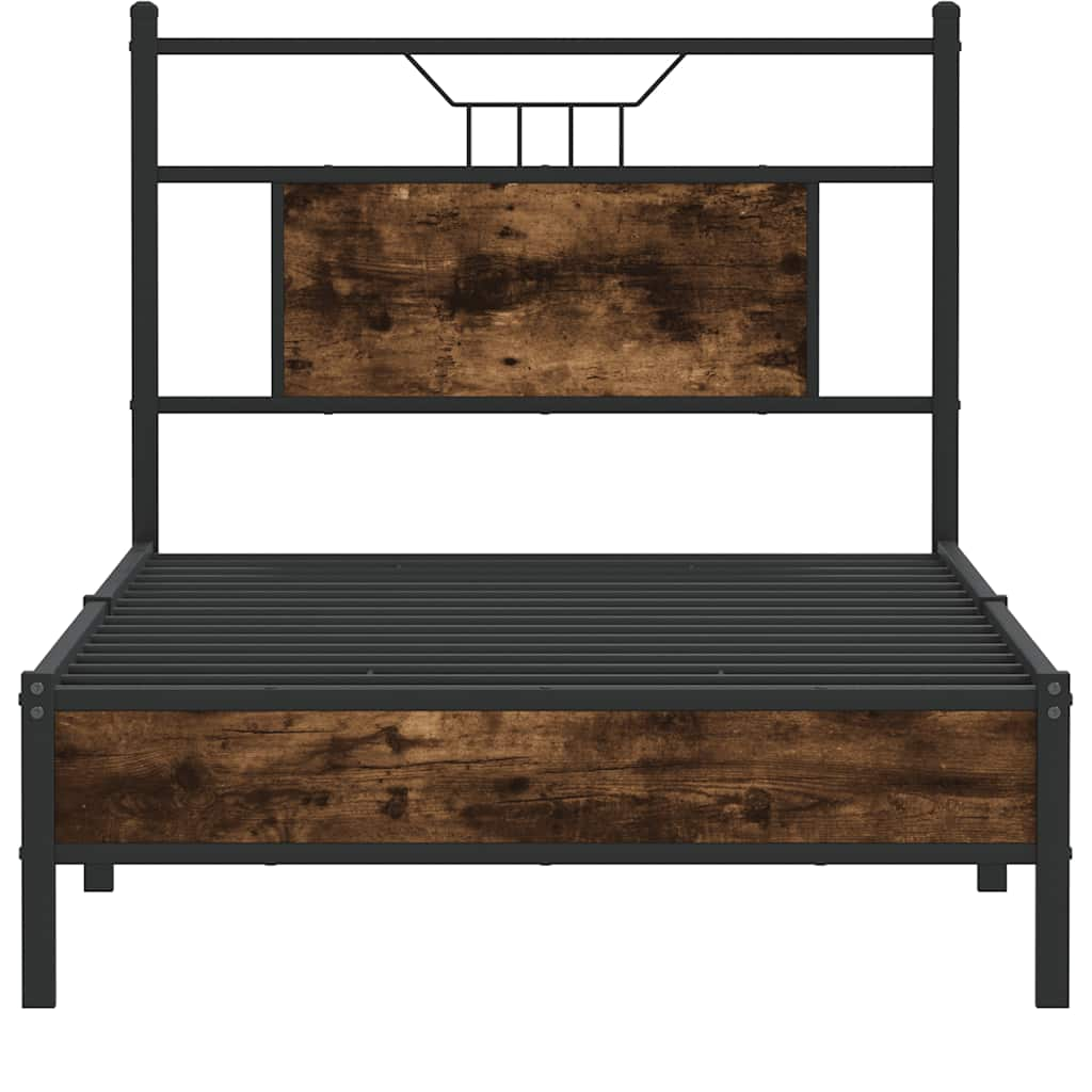 Bed Frame without Mattress Smoked Oak 75x190 cm Small Single Engineered Wood