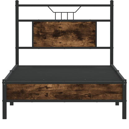 Bed Frame without Mattress Smoked Oak 75x190 cm Small Single Engineered Wood