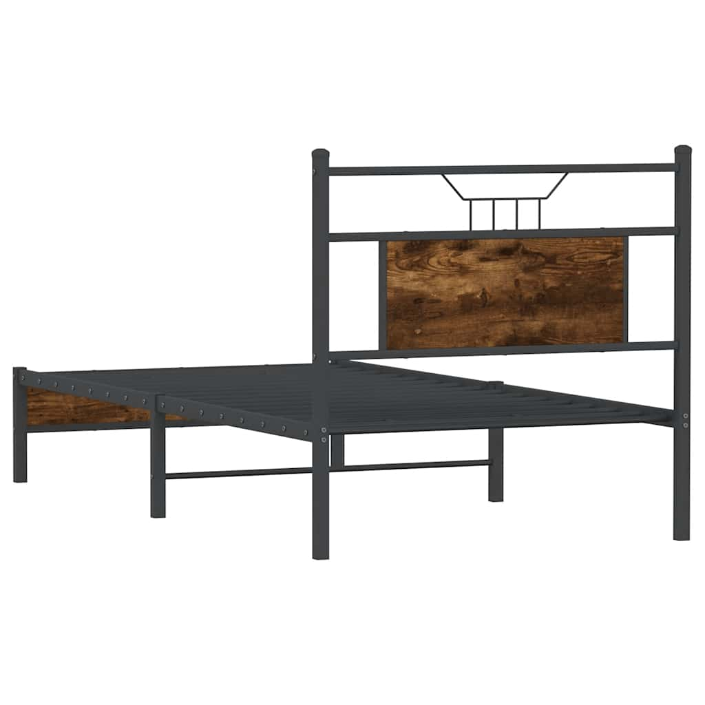 Bed Frame without Mattress Smoked Oak 75x190 cm Small Single Engineered Wood