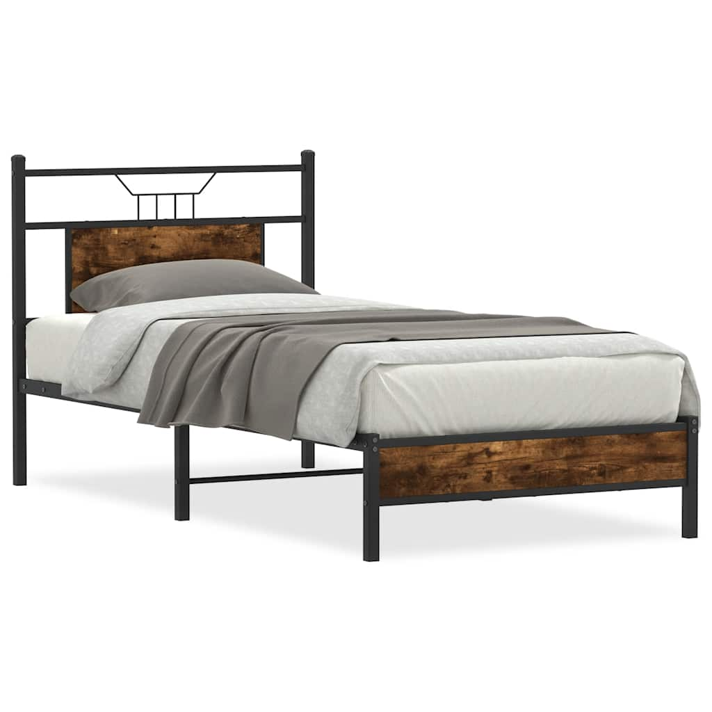 Bed Frame without Mattress Smoked Oak 90x190 cm Single Engineered Wood