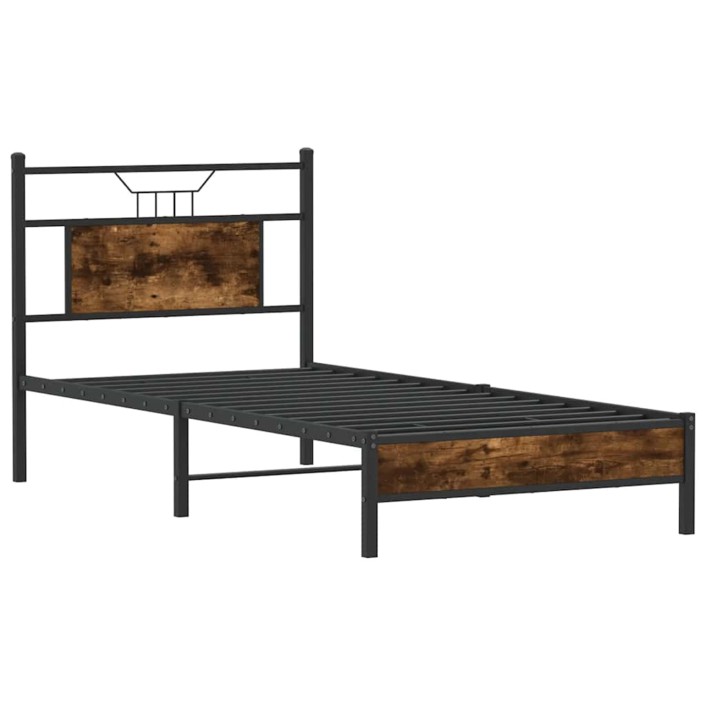 Bed Frame without Mattress Smoked Oak 90x190 cm Single Engineered Wood