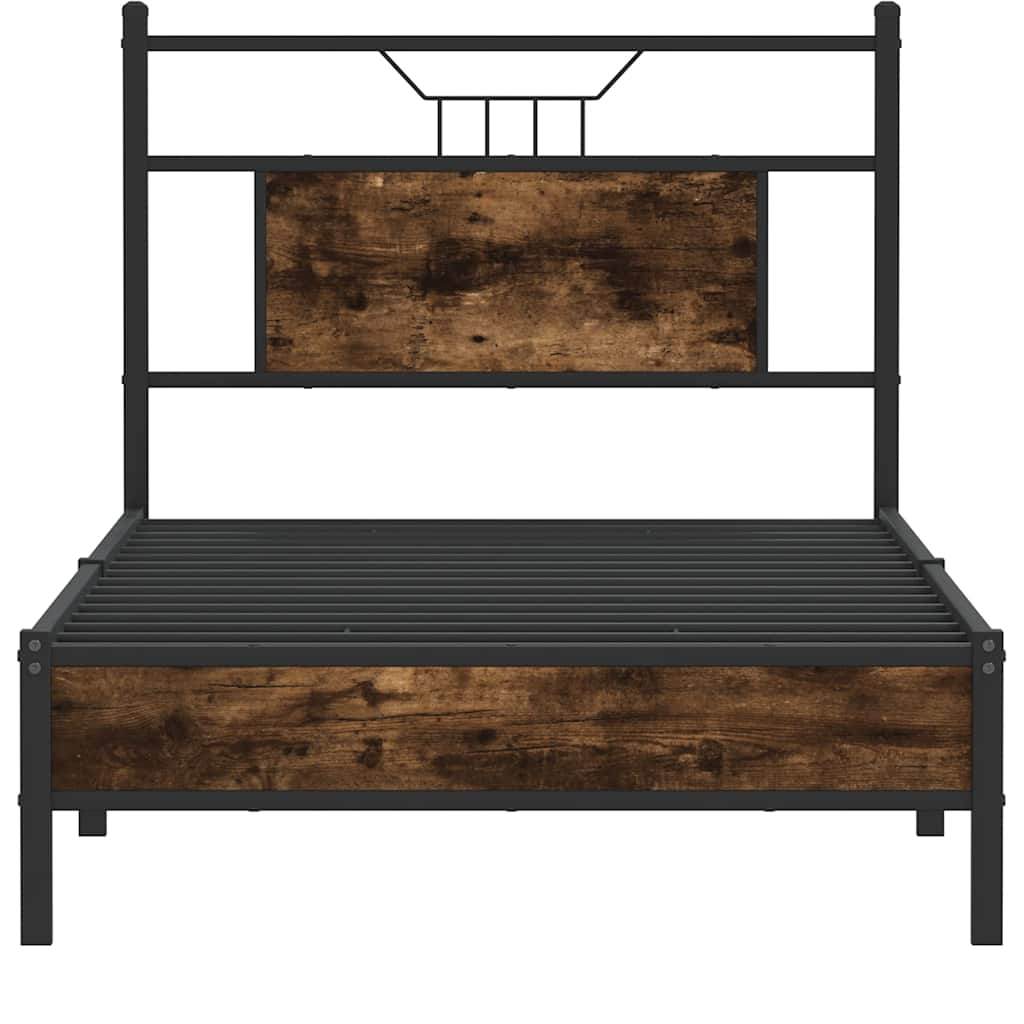 Bed Frame without Mattress Smoked Oak 90x190 cm Single Engineered Wood