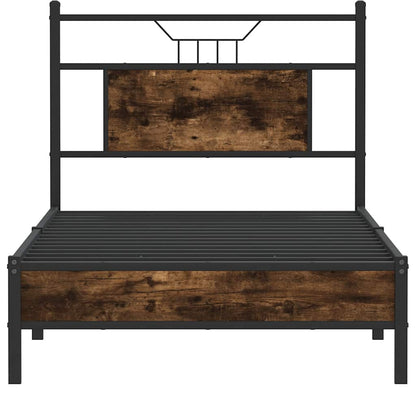 Bed Frame without Mattress Smoked Oak 90x190 cm Single Engineered Wood