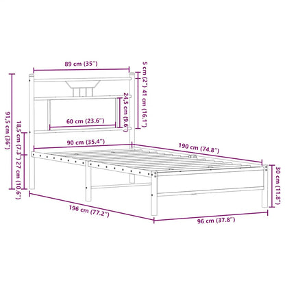 Bed Frame without Mattress Smoked Oak 90x190 cm Single Engineered Wood