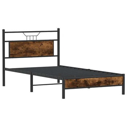 Bed Frame without Mattress Smoked Oak 100x190 cm Engineered Wood