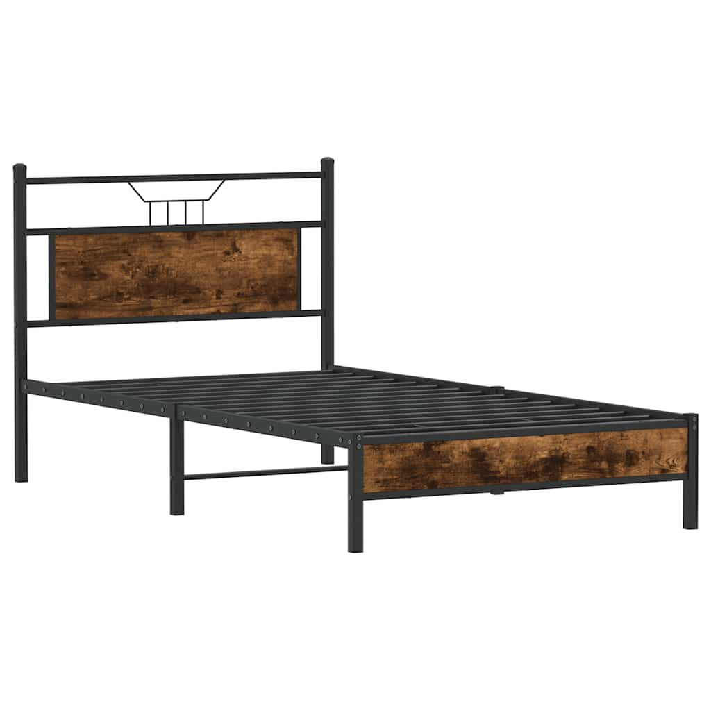 Bed Frame without Mattress Smoked Oak 100x200 cm Engineered Wood