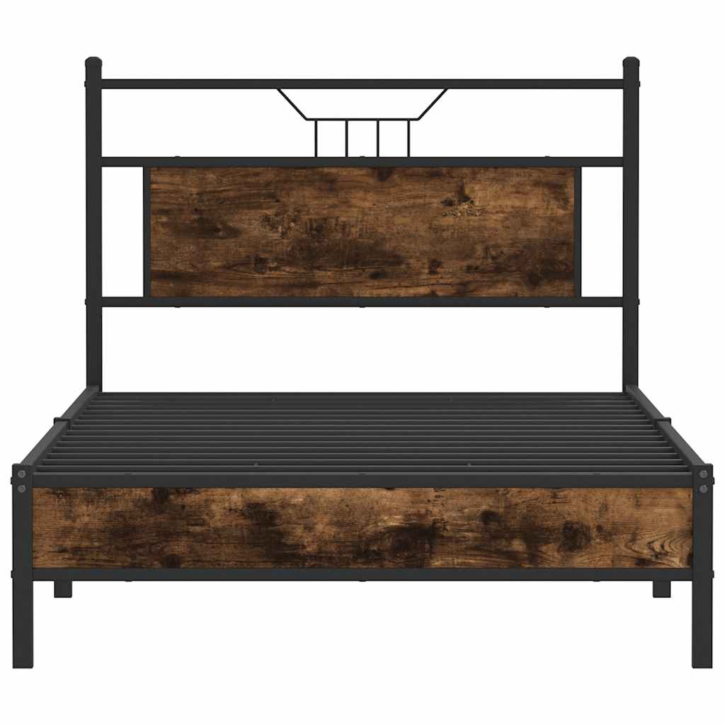 Bed Frame without Mattress Smoked Oak 107x203 cm Engineered Wood