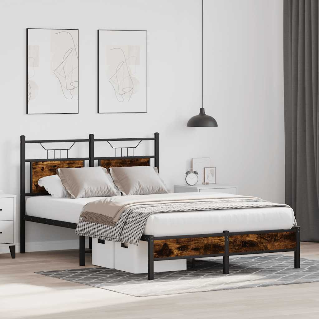 Bed Frame without Mattress Smoked Oak 120x200 cm Engineered Wood