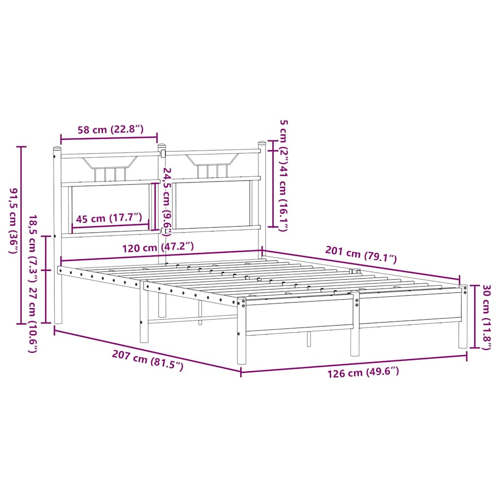 Bed Frame without Mattress Smoked Oak 120x200 cm Engineered Wood