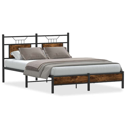 Bed Frame without Mattress Smoked Oak 137x190 cm Engineered Wood