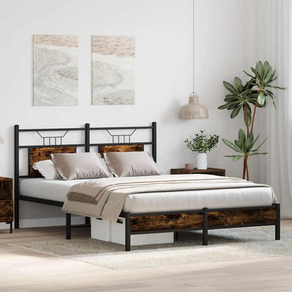 Bed Frame without Mattress Smoked Oak 137x190 cm Engineered Wood