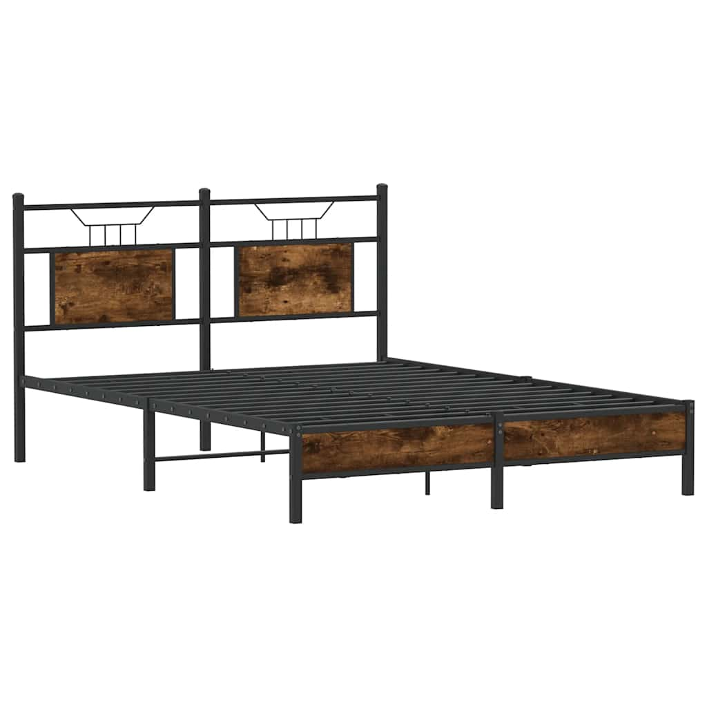 Bed Frame without Mattress Smoked Oak 137x190 cm Engineered Wood