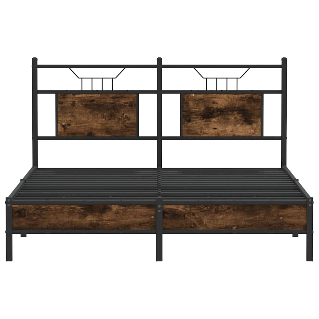 Bed Frame without Mattress Smoked Oak 137x190 cm Engineered Wood