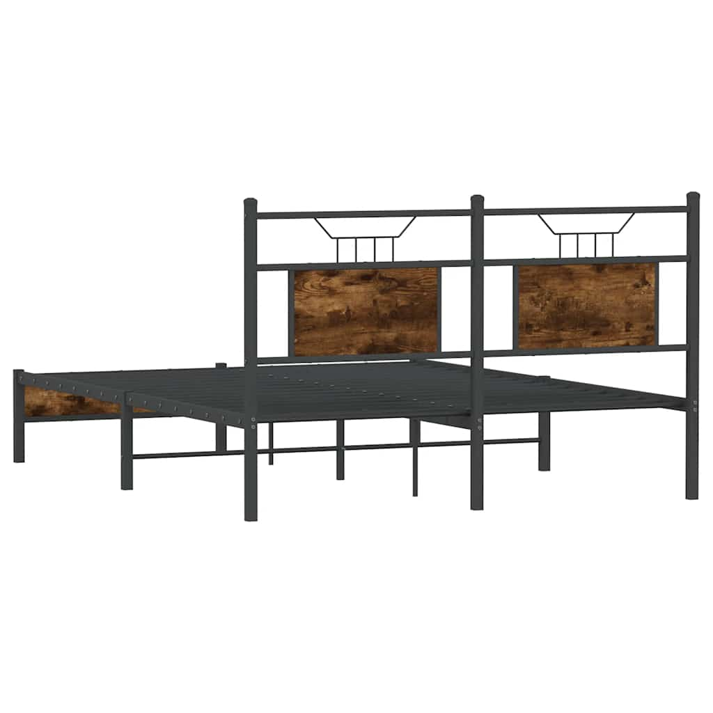 Bed Frame without Mattress Smoked Oak 137x190 cm Engineered Wood