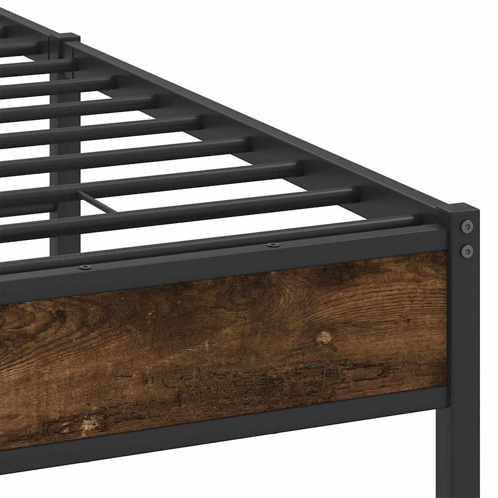 Bed Frame without Mattress Smoked Oak 137x190 cm Engineered Wood