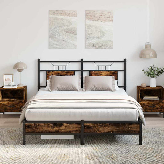 Bed Frame without Mattress Smoked Oak 137x190 cm Engineered Wood