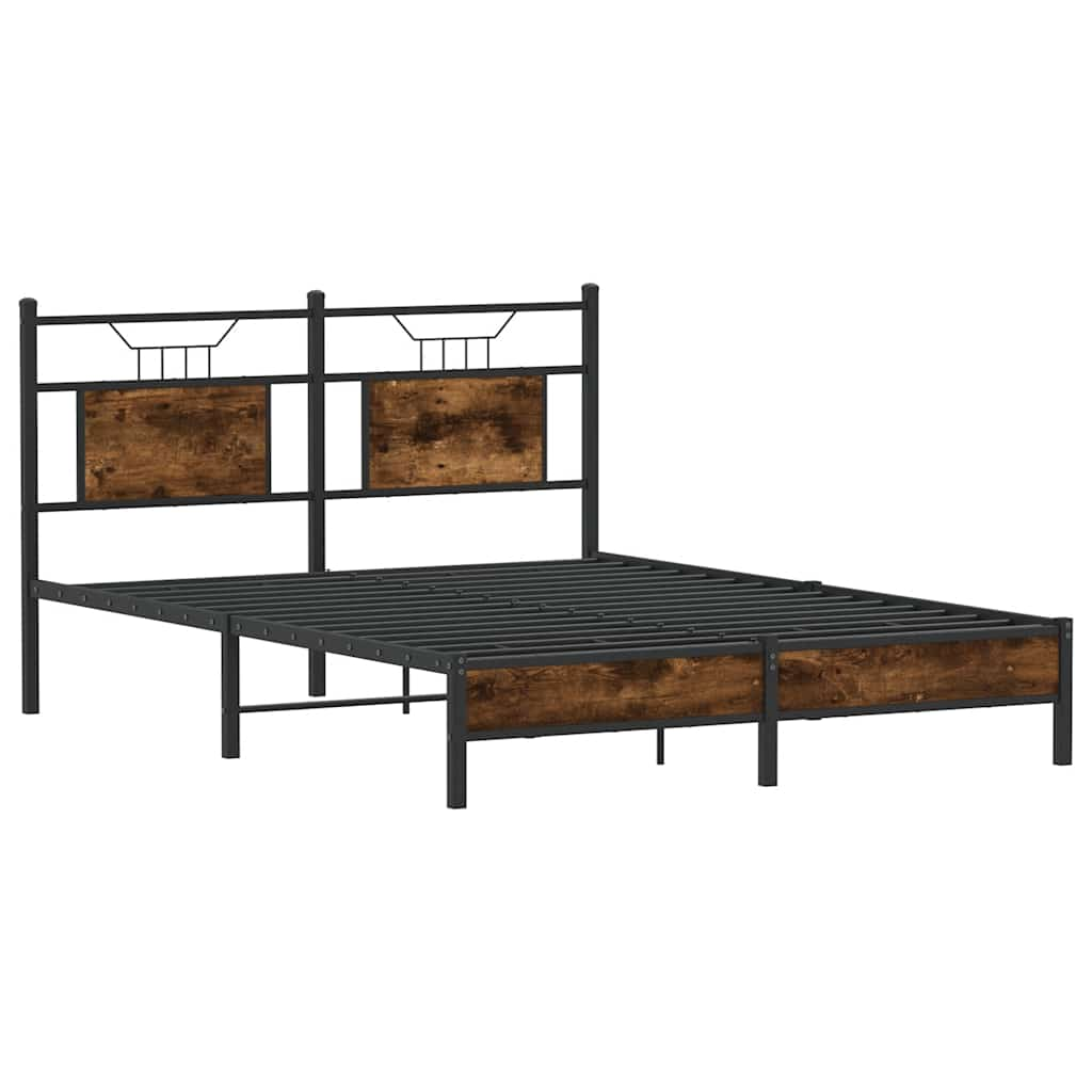 Bed Frame without Mattress Smoked Oak 140x200 cm Engineered Wood