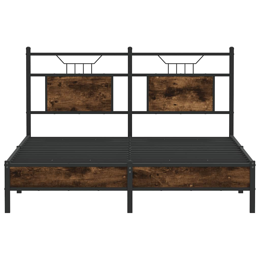 Bed Frame without Mattress Smoked Oak 140x200 cm Engineered Wood