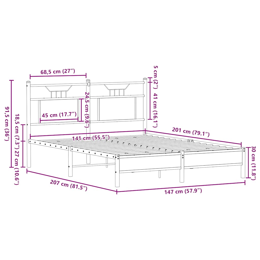 Bed Frame without Mattress Smoked Oak 140x200 cm Engineered Wood