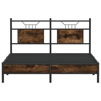 Bed Frame without Mattress Smoked Oak 150x200 cm King Size Engineered Wood