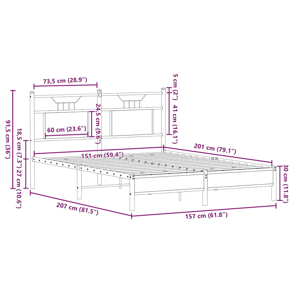 Bed Frame without Mattress Smoked Oak 150x200 cm King Size Engineered Wood