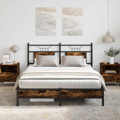 Bed Frame without Mattress Smoked Oak 150x200 cm King Size Engineered Wood