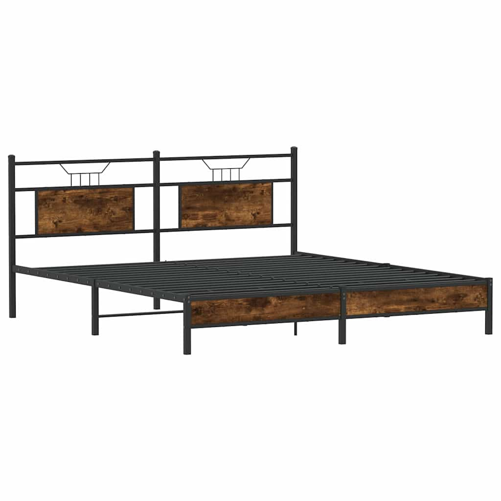 Bed Frame without Mattress Smoked Oak 160x200 cm Engineered Wood