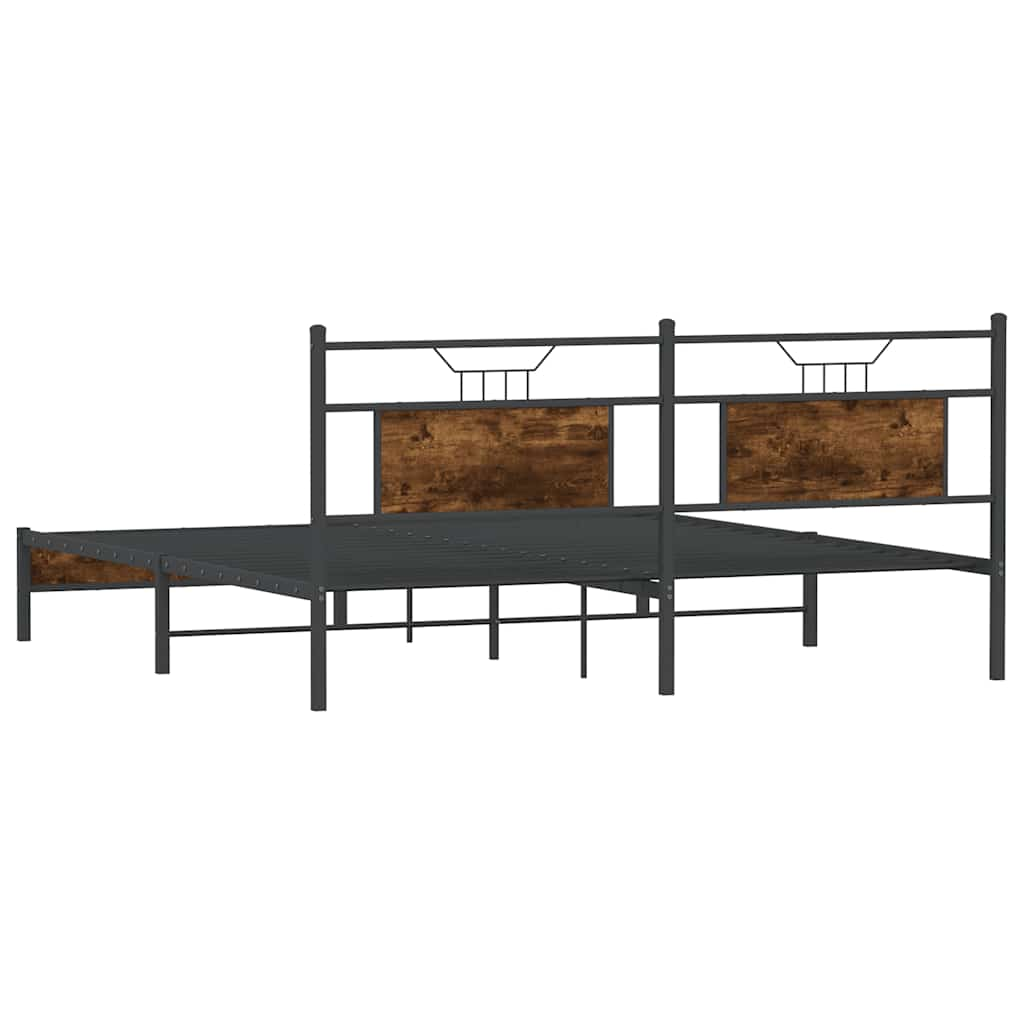 Bed Frame without Mattress Smoked Oak 160x200 cm Engineered Wood